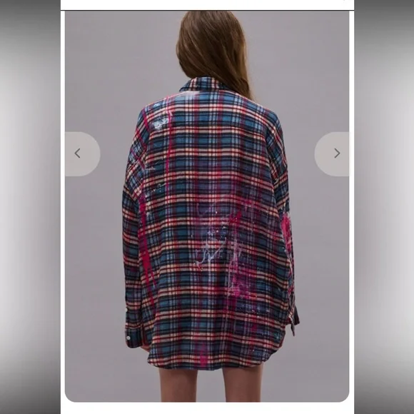 R13 NWOT Drop Neck Workshirt in Blue Plaid - Picture 3 of 11